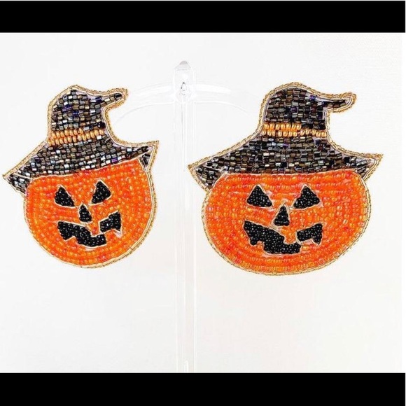 “Halloween Nights” Pumpkin Jack-o-Lantern Earrings - Picture 2 of 4